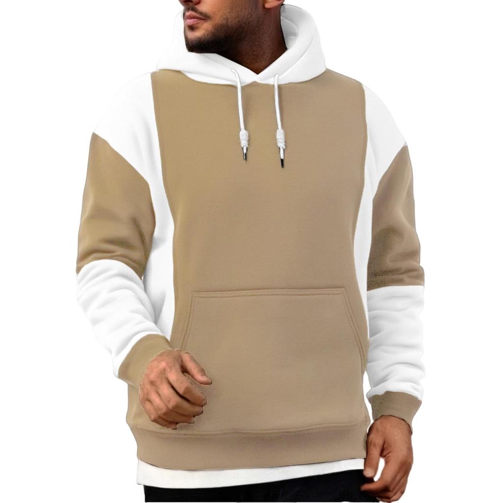 Мужская повседневная толстовка с капюшоном, длинным рукавом, в стиле пэчворк, с цветными блоками