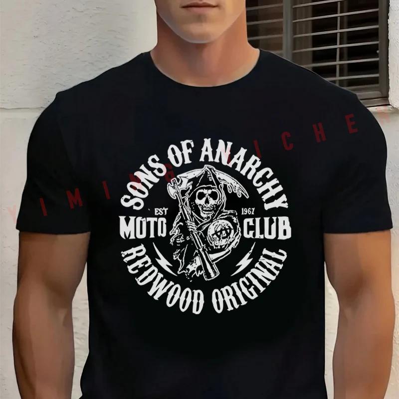 Euro Size Sons Of Anarchie Soa Redwood Original Moto Club Cotton Moto T-Shirt Fashionable Casual Summer Tee