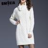 Autumn Winter Plus Size Women's Sweater Dress Long Turtleneck Sweater Women