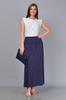 Women's Style Big Size Skirt Navy Blue Polka Dot Patterned, Elastic Waist, Partial Woven Plus Size Skirt
