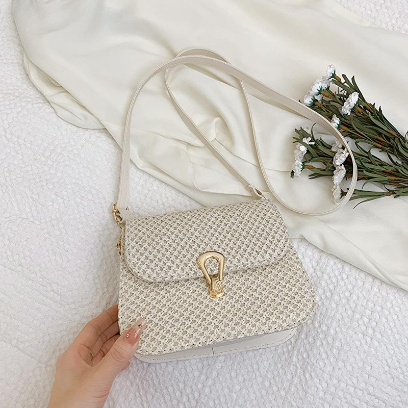 Плетеные женские сумки Модные весенние и летние сумки-мессенджеры Женские соломенные плетеные сумки Простые иностранного стиля Маленькие квадратные сумки