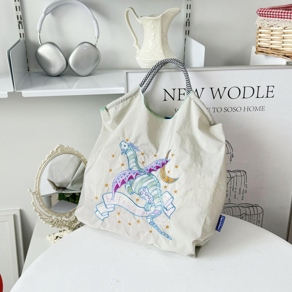 Embroidery Shopping Bag Women'S Fashion Niche Large Capacity Shoulder Bag Tide