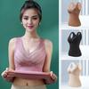 Winter Women Thermal Vest with Chest Pads Seamless Velvet Fast Temperature Lock