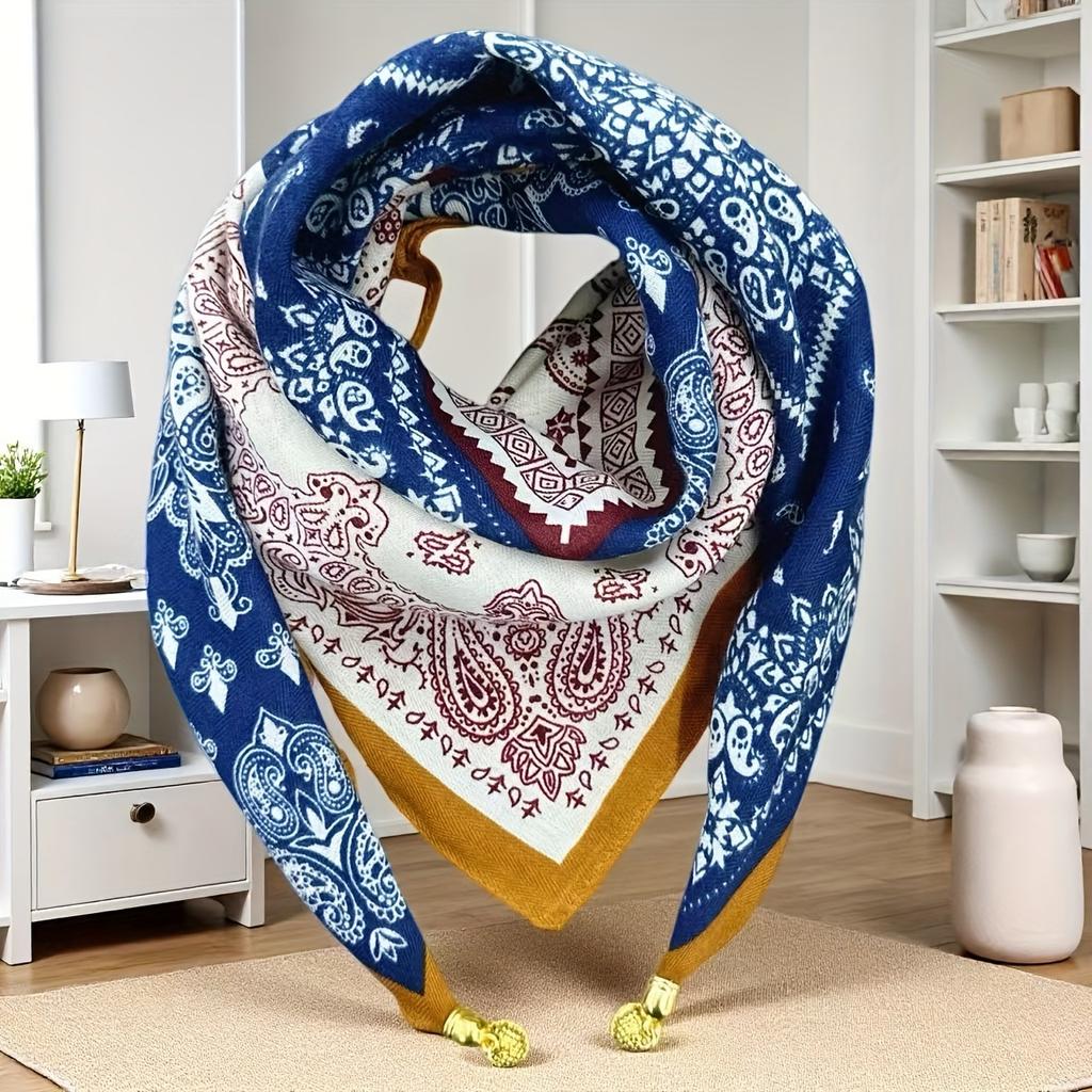 Magnetic Buckle Square Scarf Triangle Scarf for Spring Autumn Winter Neck Protection Warm Scarf