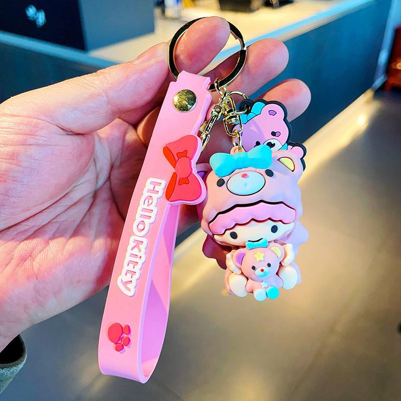 Очаровательный мультяшный брелок в виде клубничного медвежонка, креативный шарм для сумки, подарок на все случаи жизни