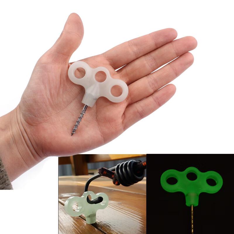 Glow-in-the-Dark 3-Eye Screw Deck Pegs for Camping