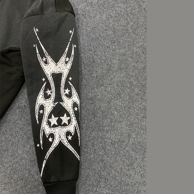 Европейская и американская Y2K ретро толстовка с капюшоном на молнии в уличном хип-хоп стиле