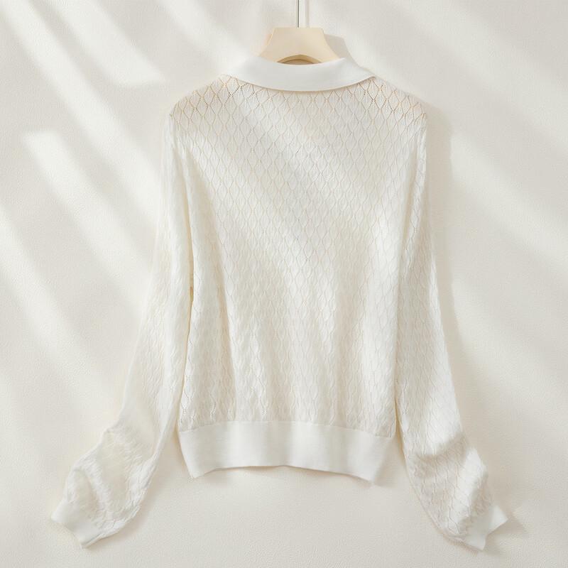 Женская трикотажная рубашка-поло с узором аргайл из шелковой смеси Jinjuan