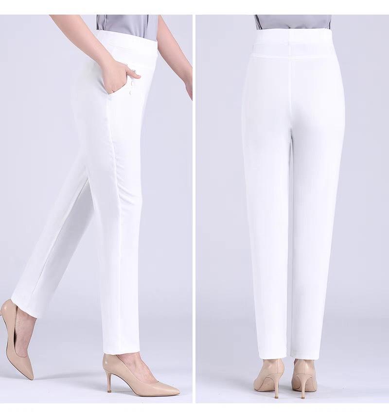 Льняные женские летние брюки с эластичной талией — повседневный стиль для мам среднего и пожилого возраста