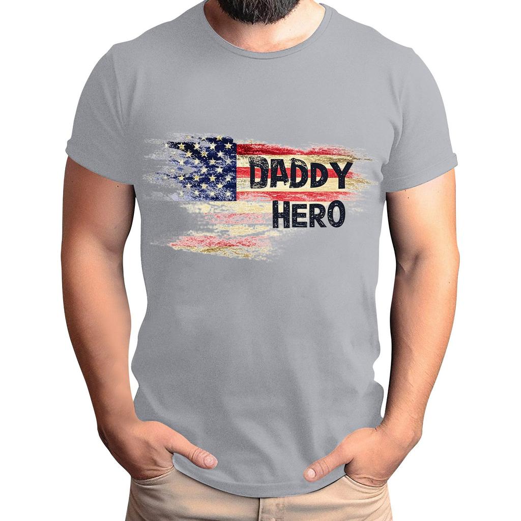 Мужская футболка с принтом флага ко Дню отца, мужской свободный повседневный топ с коротким рукавом