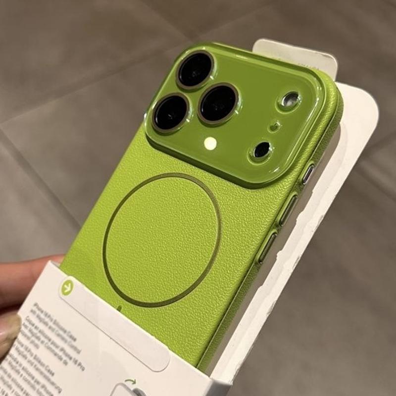 Бампер с текстурой личи для чехла Magsafe для iPhone 17 Air 16 15 14 13 12 Pro Max, стеклянная линза, кожаная, магнитная, жесткая PC крышка