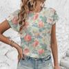 Винтажная элегантная футболка с цветочным принтом 3D, летняя свободная женская футболка, уличная мода, новая футболка с круглым вырезом