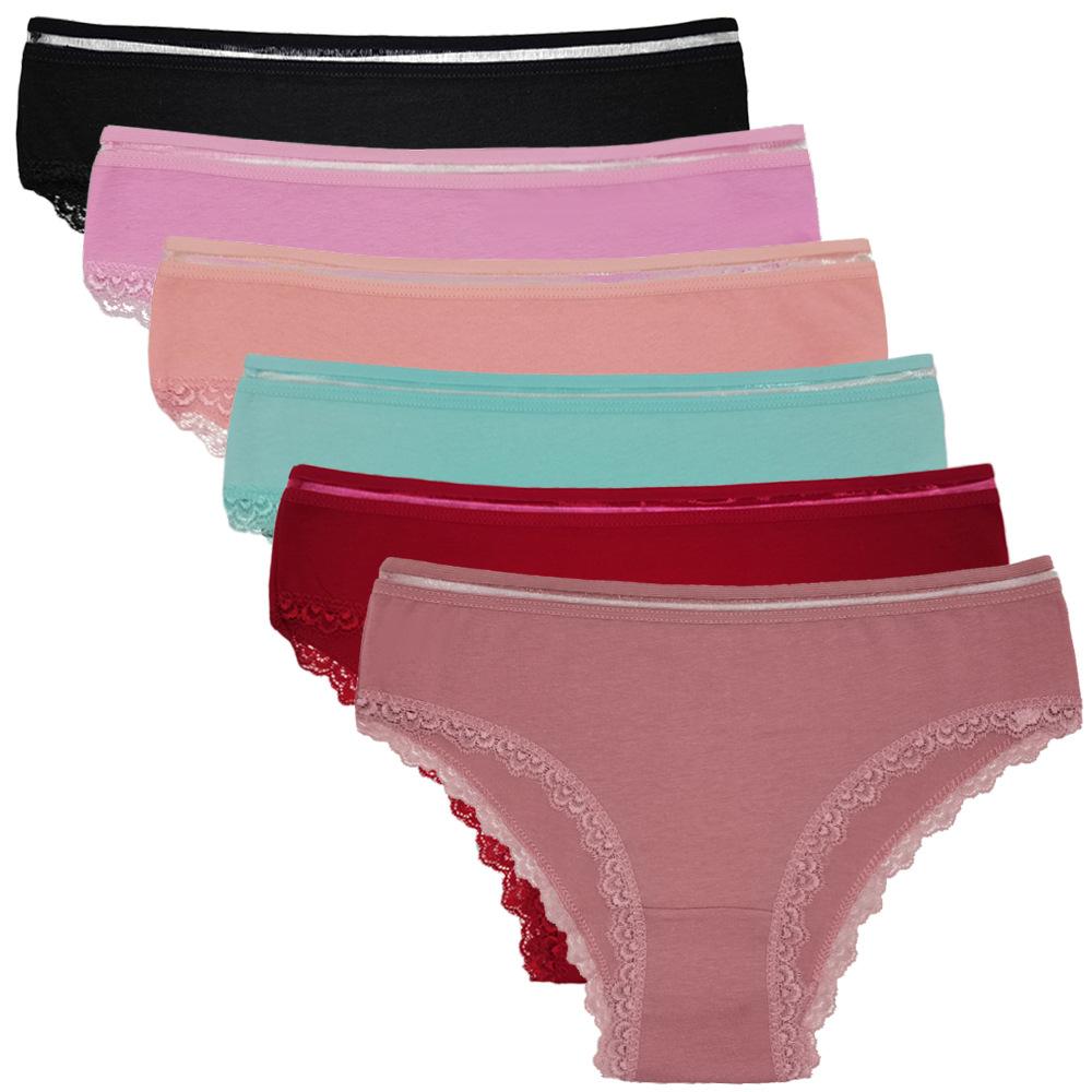 Underwear Women's Panties Cotton Panty Sexy Solid Color Briefs Female Underpants Intimates Women Lingerie 6 PCS/Lot