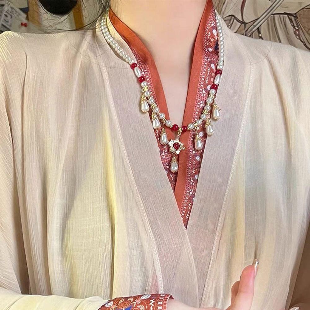Vintage Hanfu Necklaces Exquisite Cheongsam Necklace Retro Chinese Style Necklace  Clavicle Chain