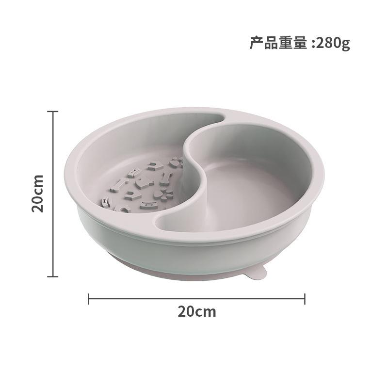 Pet silicone suction cup double bowl dog basin feeding basin dog bowl anti-knock outdoor products dog rice bowl slow food bowl licking bowl
