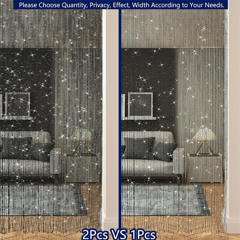 Шторы-нити, блестящие шторы с бахромой для окна 39 X 79 дюймов, разделительная полоса для двери, кисточка для свадьбы, гостиной, ванной, кофейни(шампанское)