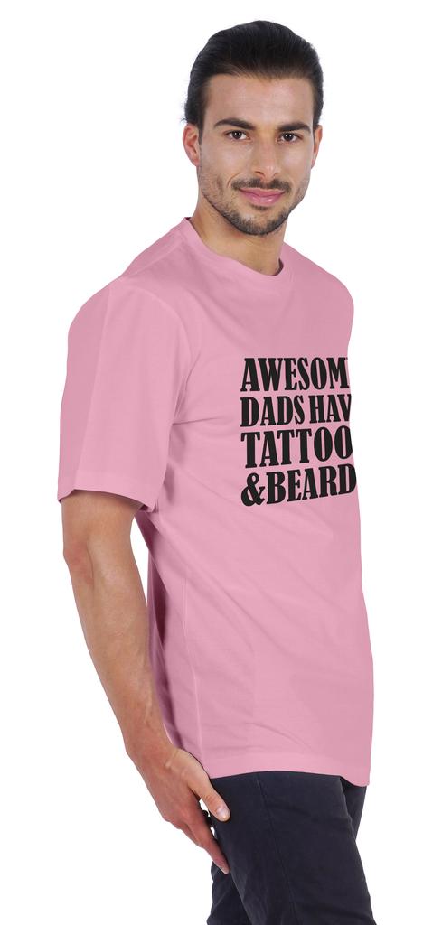 Inkmeso Мужская графическая футболка с круглым вырезом «У потрясающих пап есть татуировки и бороды»