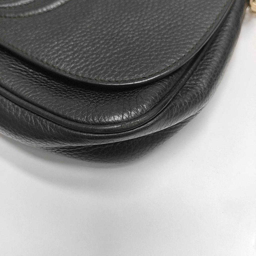 [Pre-Owned] Impressed Logo Chain Tassel Leather Crossbody Shoulder Bag - Good #FU4MSI