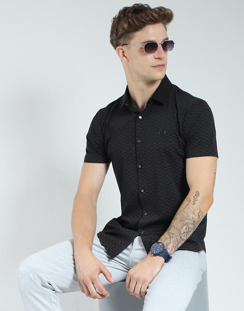 Men's Slim Fit Printed | Half Sleeves | Spread Collar | Front Pocket | Stylish & Casual Shirt for Men