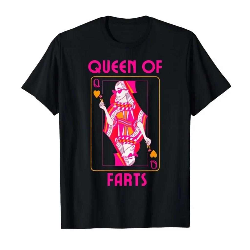 Queen of Farts Embarrassing Joke Adult Humor T-shirt Cotton T Shirts Short Sleeve Tops Summer Popular Fashion