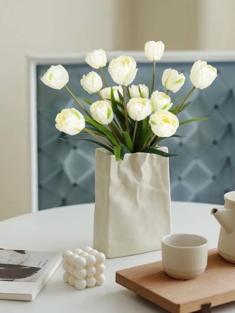 5 пучков настоящих тюльпанов Букет цветов 15 головок искусственных тюльпанов для свадебных композиций Центральные украшения для дома