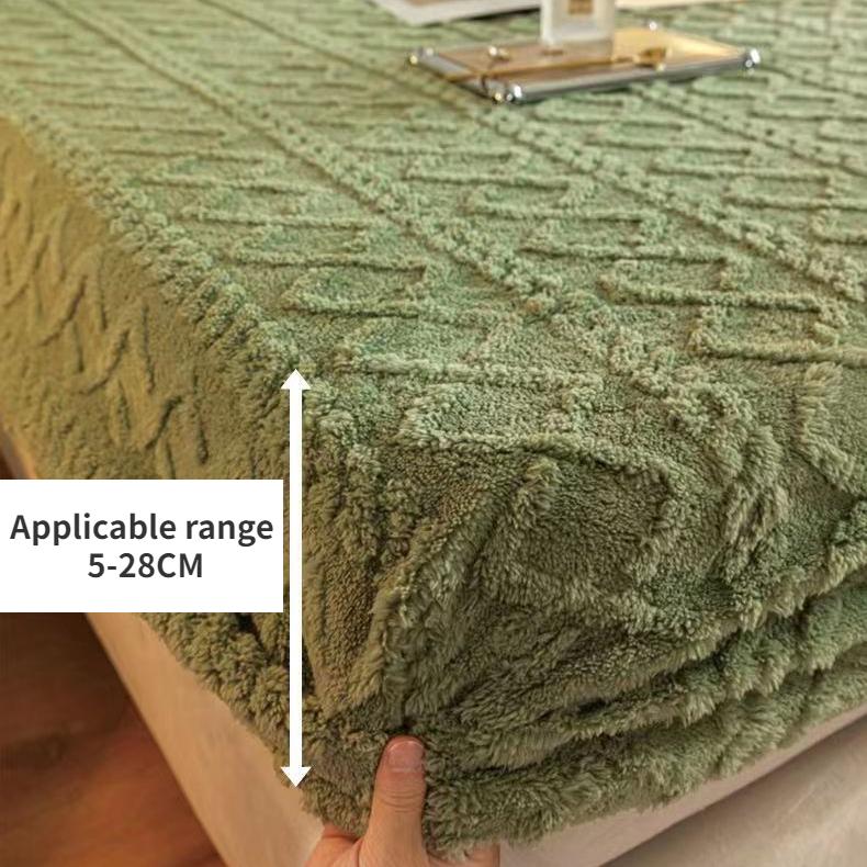 3PCS Coral Fleece Bed Sheet Milk Fleece Bed Sheet Winter Plus Fleece Flannel Winter Protective Cover Bed Sheet Pillowcase