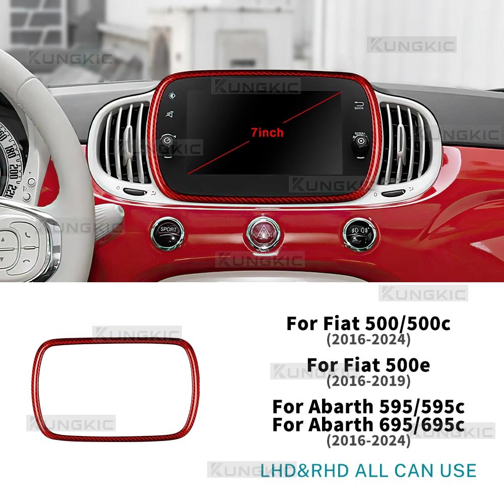 Hard Dry Carbon Fiber For Abarth 595 695 595C 695C Fiat 500 500C 2016-2024 Fiat 500e 2016-2019 Car 5/7inch Navigation Frame Trim