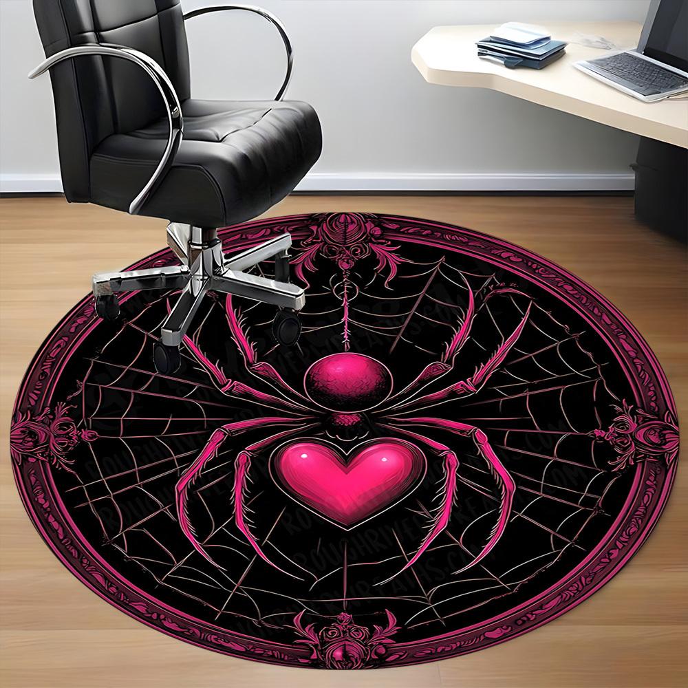 1PC Spider Web Pattern Office Round Area Rug, Mat Suitable For Office, Under Office Chairs Bedroom Living Room Home Decor, Room Deco