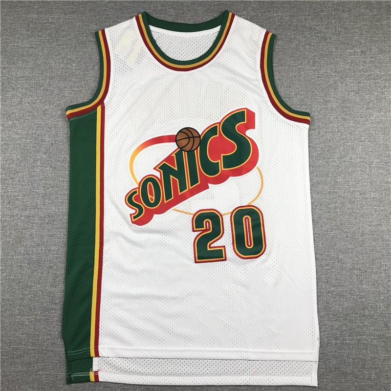 Мужская баскетбольная майка в стиле Seattle SuperSonics 20 35 40 Сшитая командная спортивная рубашка Одежда для тренировочных игр