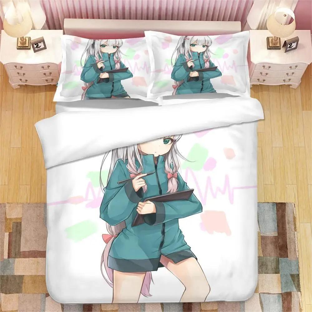 Аниме-девушка Изуми Сагири 3D-печатный комплект постельного белья King Duvet Cover Pillow Case Одеяло Cover Постельное белье Постельное белье Домашний текстиль