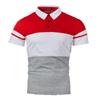 Летний мужской топ с короткими рукавами с модным двухцветным узором из лент, повседневная мужская рубашка поло с короткими рукавами