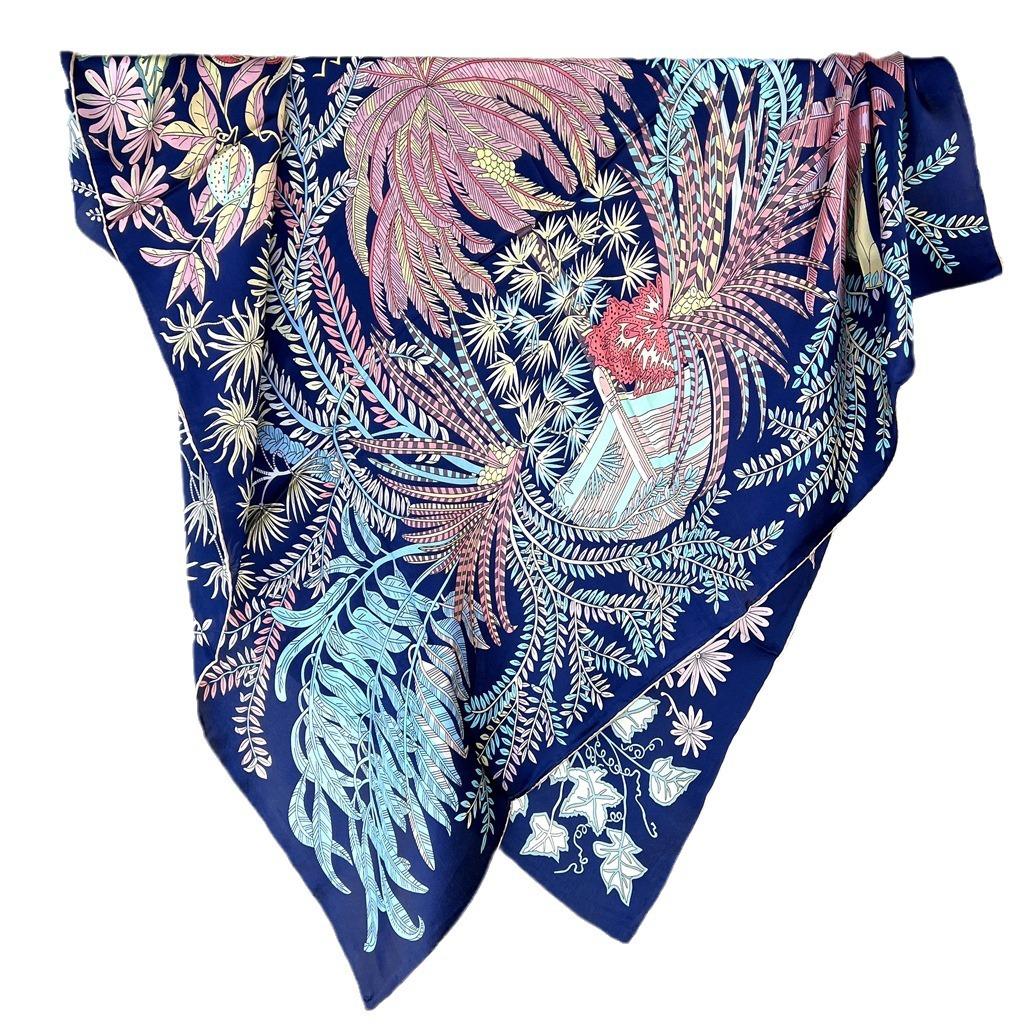 110 Однотонный креп-сатин квадратный шарф Женский осенний легкий роскошный шелковый шарф Высококачественный шарф из 100% шелка тутового шелкопряда