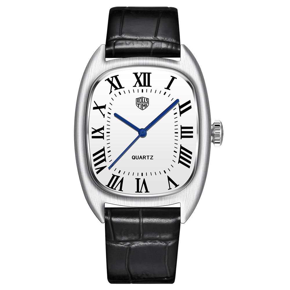 RollsTimi New Men's Watches Top Brand Luxury Oval Quartz Watch For Men Fashion Watch Man Waterproof VH31 Clock Gift Leathe