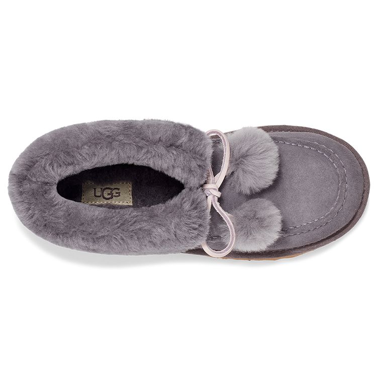 UGG Теплые и прочные женские ботинки Kyrina Bow Pom из овчины, зимние ботинки, цвет фиолетовый и серый 1125390-SHA