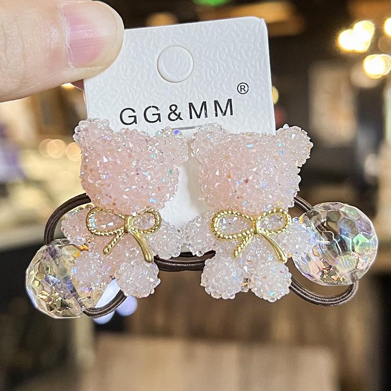Set of 2 Adorable Cartoon Bear Hair Ties, Featuring High Elasticity That Won'T Damage Your Hair