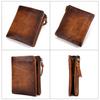 Винтажный мужской кошелек из натуральной кожи, ретро-кошелек из воловьей кожи с верхним слоем для мужчин, вертикальный кошелек с 2 карманами на молнии