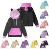 Children's Fashionable Lightweight Long-Sleeved Pullover Sweatshirt With Color Block Print And Ears