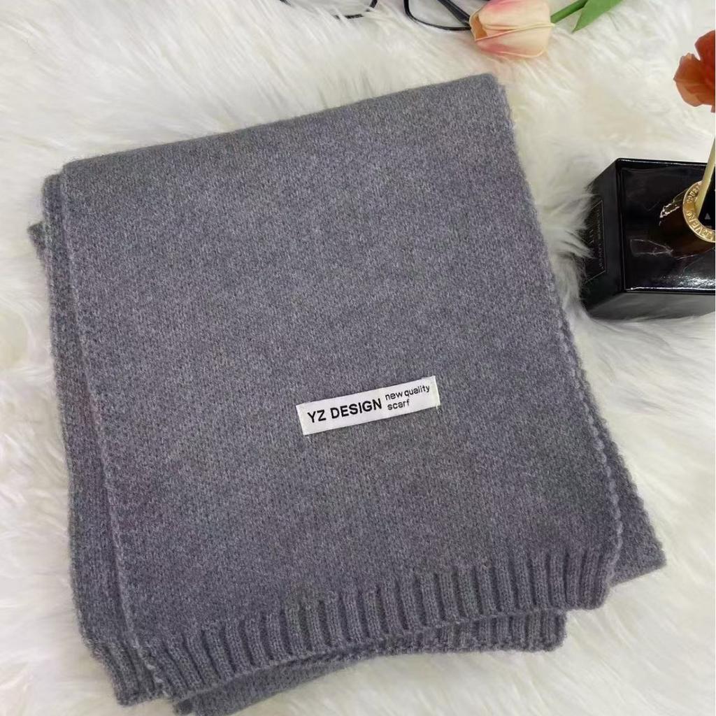 New Korean Style Soft and Skin Friendly Solid Color Versatile Knitted Scarf for Women Winter Warm and Comfortable Scarf Whitening Student Couple