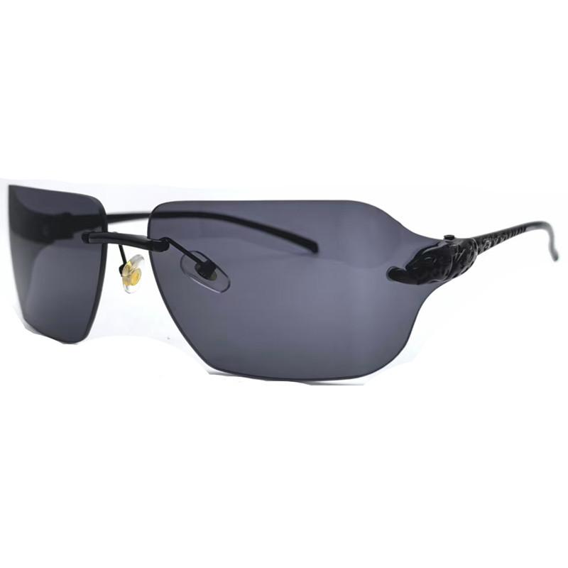 New frameless trimmed metal fashion sunglasses leopard head decoration European and American trend retro sunglasses