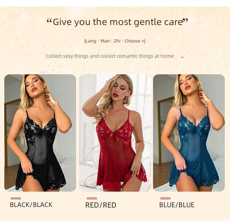 European and American Sexy Lace Mesh Lingerie Set with Suspenders. Perfect for a Romantic Night In or a Special Occasion.