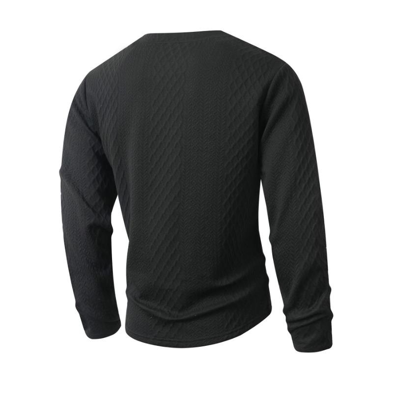 Men S Casual Jacquard Crew Neck Long Sleeve Pullover Top