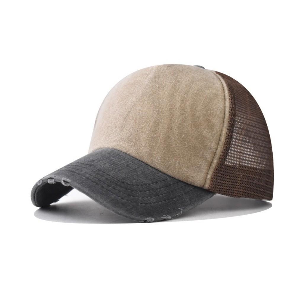 Breathable Mesh Sun Hat Color-blocked Snapback Hat Summer Baseball Cap