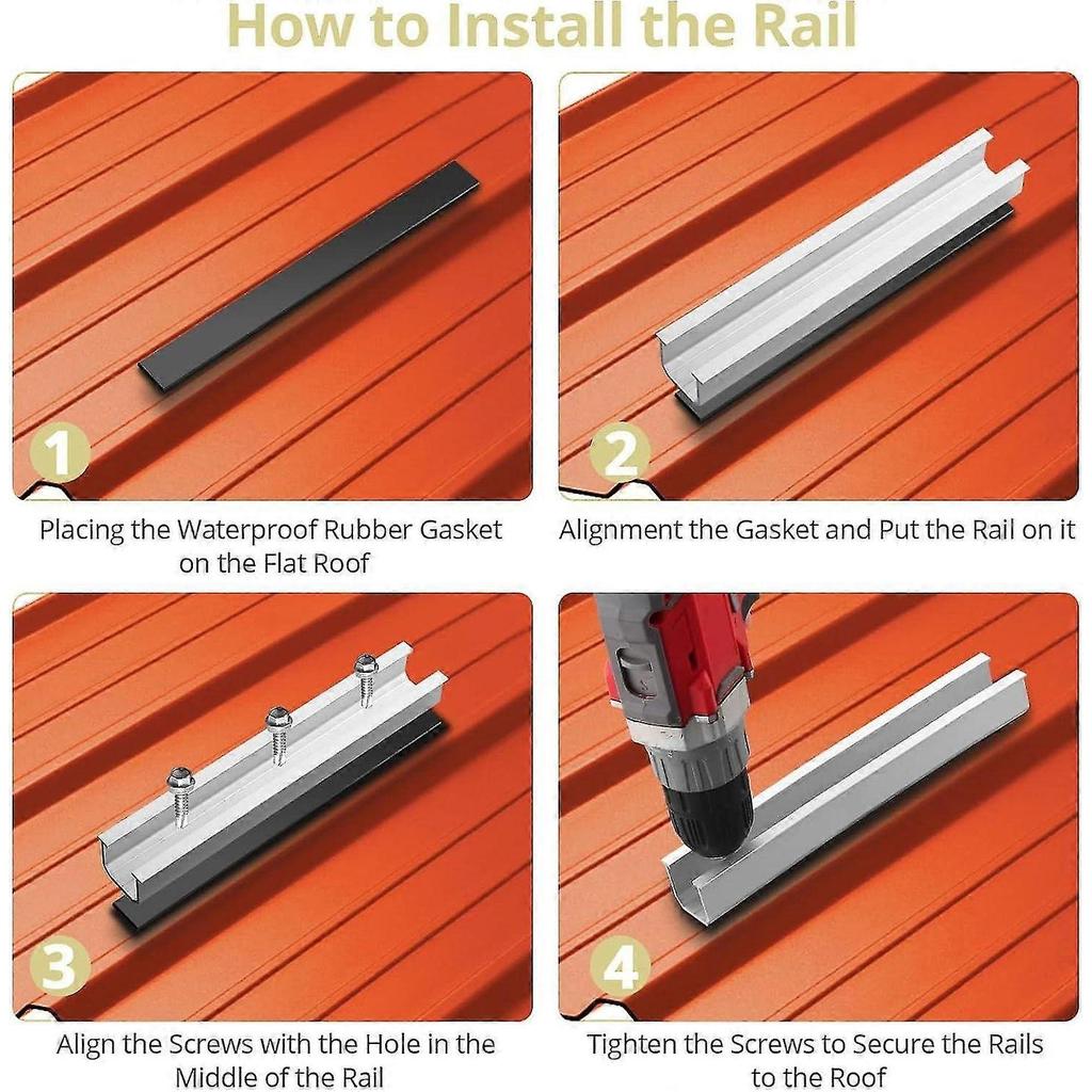 Panel Mounting Brackets, 6 Pieces 200mm Short Aluminum Mounting Rail Include M5.5 * 30mm Screws + Rubber Pads - DD
