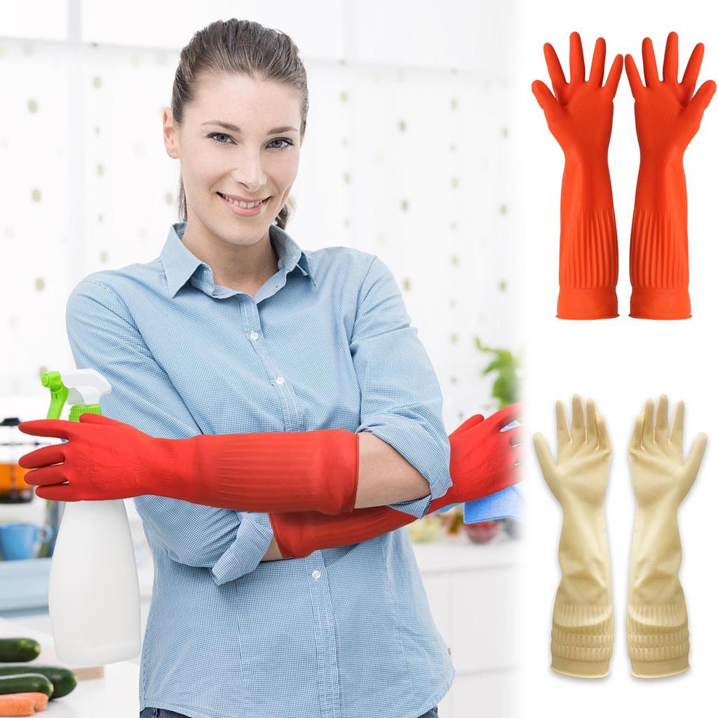 Rubber Waterproof Extra Long Dishwashing Cleaning Household Kitchen Gloves