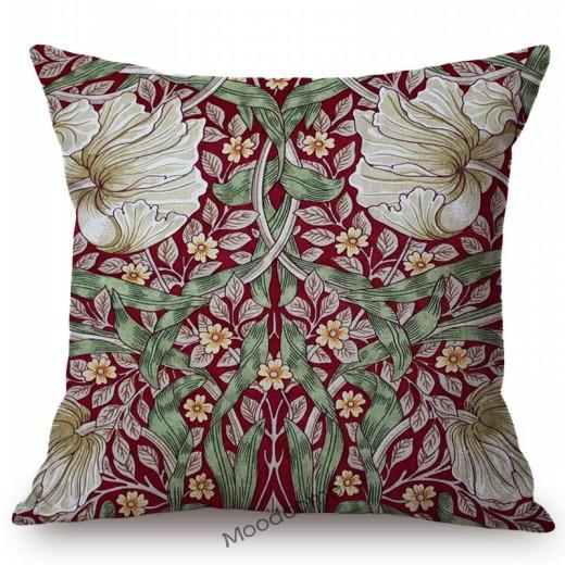 Classic Morris Flower Floral Pattern Pimpernel Red Yellow Pink Blue Home Decorative Art Sofa Pillow Case Linen Cushion Cover