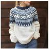Sweater Women's Round Neck Color Matching Loose Fashion Pullover Sweater