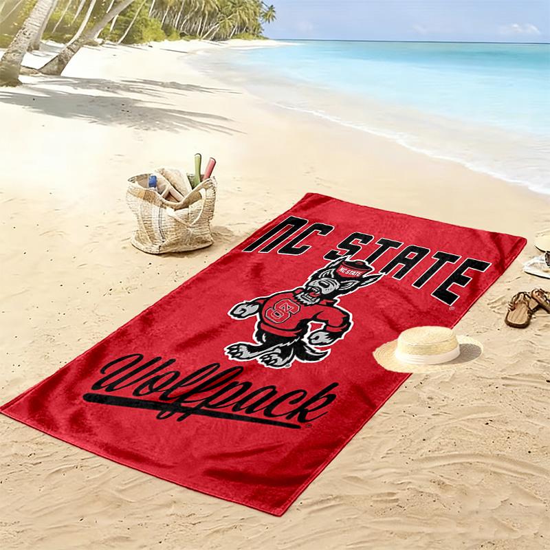 Пляжное полотенце с принтом North Carolina State Wolfpack, Большое, Мягкое, Быстросохнущее, для Пляжа, Кемпинга, Плавания