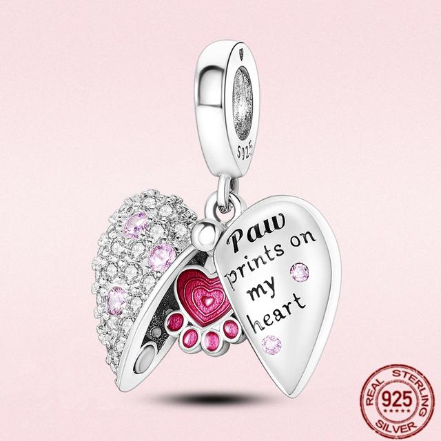 2023 New Pink Flowers Unicorn Flower Heart Mama Forever Love Beads Fit Original Fasion Glamour 925 Silver Bracelet Jewelry