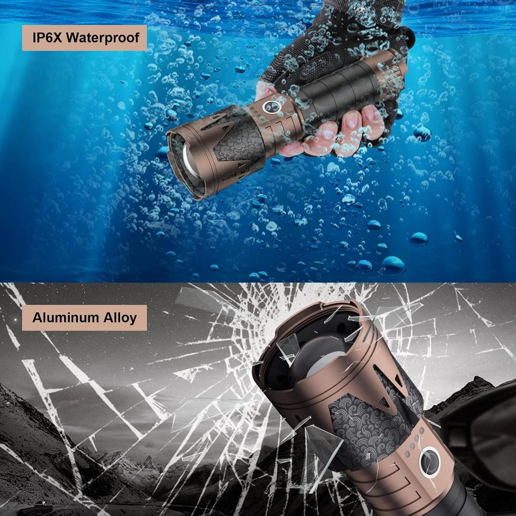 Super Bright Zoomable LED Flashlight SKYFIRE Rechargeable Powerful with Ignition Lens Zoomable Torchlight for Camping Hiking