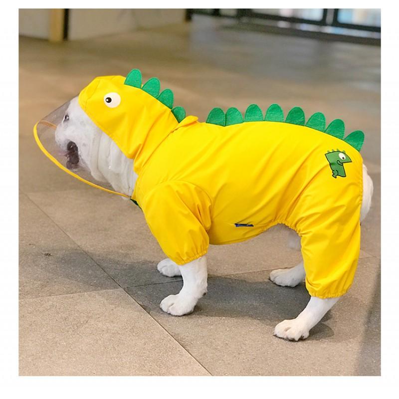Dog Raincoat French Bulldog Pug Corgi Shiba Inu Bichon Teddy Schnauzer Waterproof Pet Coat Cartoon Style Yellow